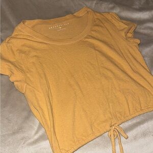 Aeropostale Gold Crop Tie Front T-Shirt